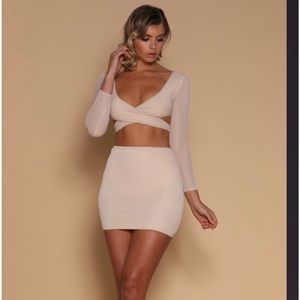 Glittery crossover top & matching mini skirt